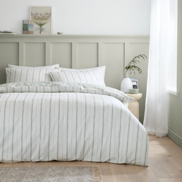 Valge-roheline voodipesu 135x200 cm Scallop Floral - Bianca-image-2