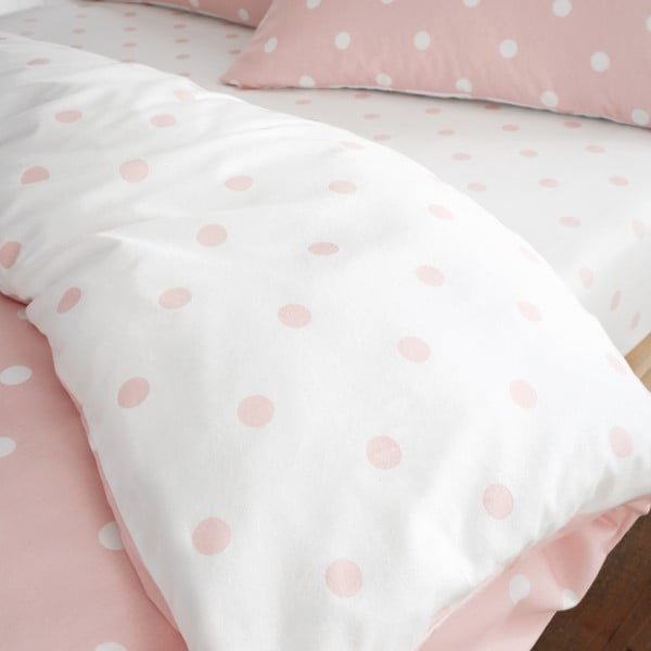 Valge/roosa flanell-lina 90x190 cm Polka Dot - Catherine Lansfield-image-2