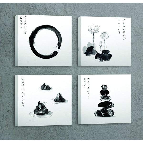 Maalid 4 tk komplektis 30x30 cm Japanese Zen - Wallity-image-1