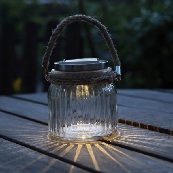 Klaasist päikesepaneeliga LED-latern, kõrgus 11,5 cm Jamjar - Star Trading