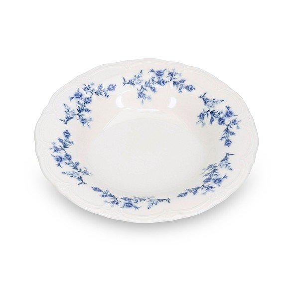 Valge/sinine sügav portselantaldrik ø 23,5 cm Retro - BonBistro
