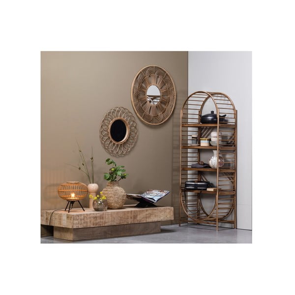 Bambusest raamiga seinapeegel ø 76 cm Obi - WOOOD-image-2