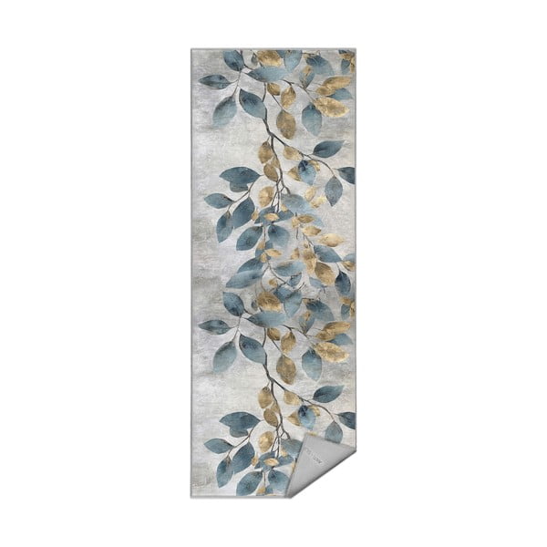 Helesinine-kuldne pestav koridorivaip 80x200 cm Golden Leaves - Mila Home