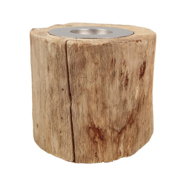 Antiikne küünlajalg töötlemata teakpuust, kõrgus 10 cm. - HSM collection-image-1