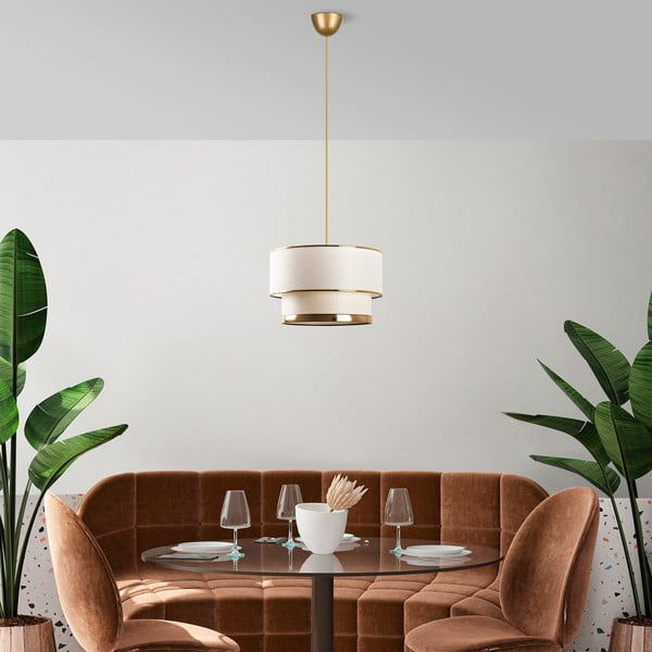 Kreem-kuldne rippvalgusti tekstiilist varjuga ø 30 cm Cake - Opviq lights-image-3