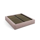 Heleroosa polsterdatud kaheinimesevoodi koos panipaiga ja voodipõhjaga 160x200 cm Simon - Micadoni