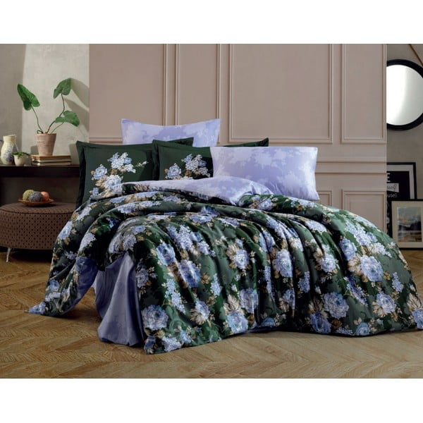 Roheline kahekohaline voodipesu puuvillase satiiniga Hobby , 200 x 220 cm Adriana - Mijolnir