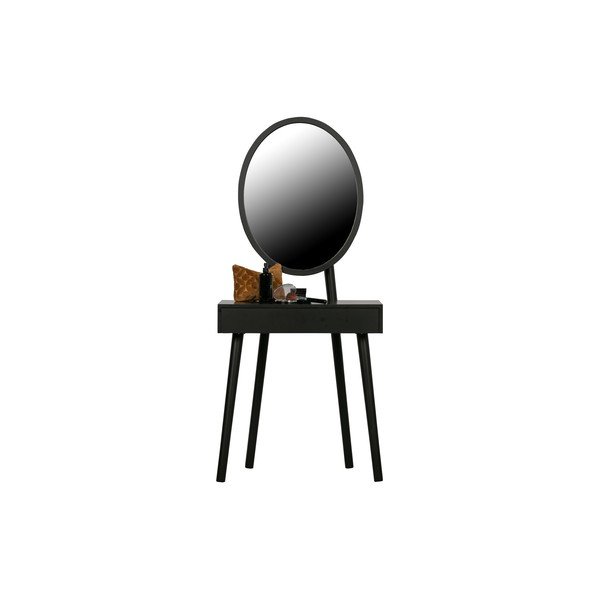 Černý toaletní stolek s nohami z borovicového dřeva WOOOD Vanity-image-2