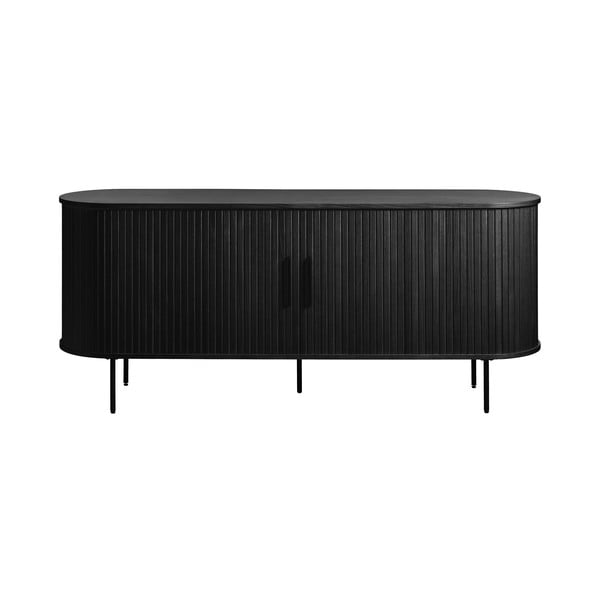 Must tammedekooriga lükandustega madal kummut 76x180 cm Nola - Unique Furniture