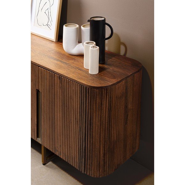 Kuldset ja naturaalset värvi mangopuidust kummut, 160x75x40 cm Vilas – Bizzotto-image-3