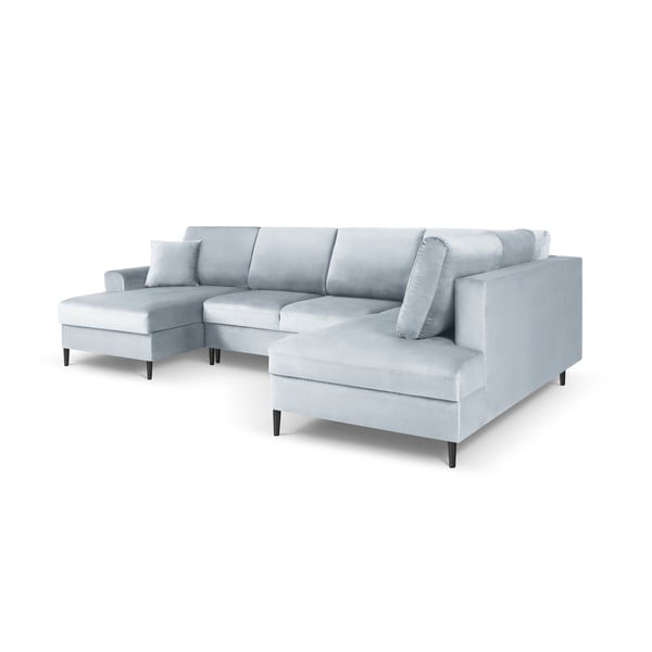 Helesinine sametist panipaigaga nurgadiivanvoodi (parem nurk/"U"-kujuline) Kyoto - Cosmopolitan Design-image-3