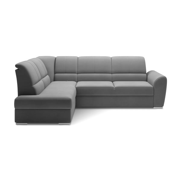 Hall sametist lahtikäiv/sahtliga nurgadiivan (vasak nurk/L-kujuline) Siber – ELTAP