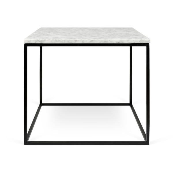 Bílý mramorový konferenční stolek s černými nohami TemaHome Gleam, 50 x 50 cm