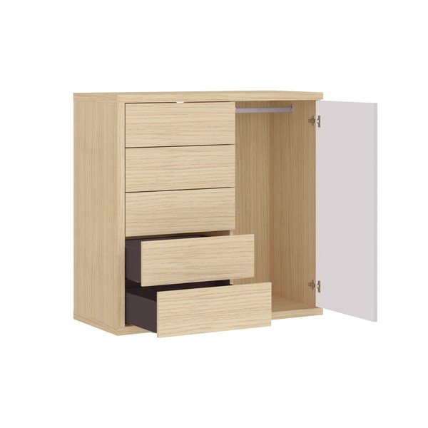 Valge madal tammepuust riidekapp 113x113 cm Hugo - TemaHome-image-4