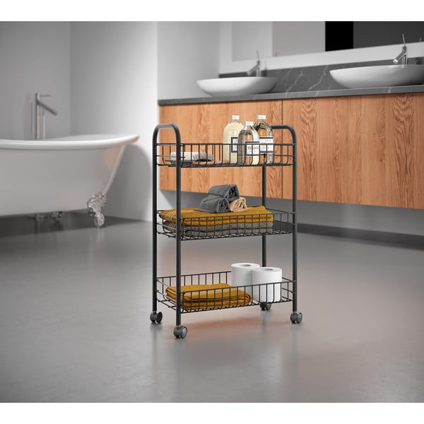 Mustast roostevabast terasest mobiilne käru Lava Lugano - Metaltex-image-1