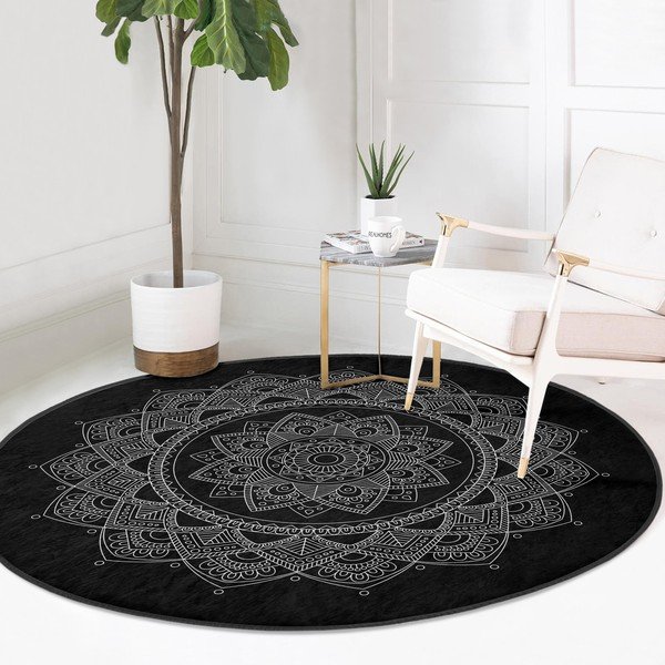 Must pestav ümmargune vaip, sobitub robottolmuimejaga ø 100 cm Comfort - Mila Home-image-2
