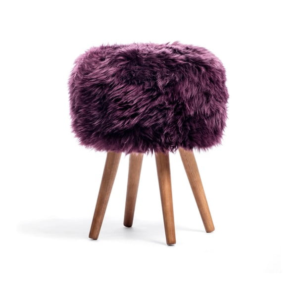 Stolička s fialovým sedákem z ovčí kožešiny Royal Dream, ⌀ 30 cm
