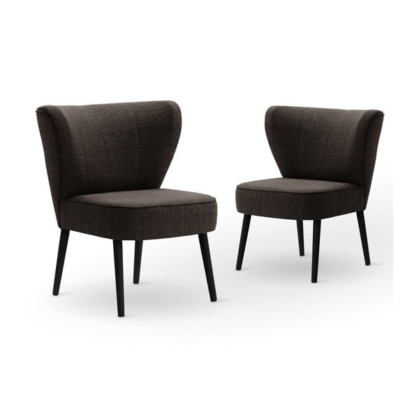 Sada 2 hnědých jídelních židlí s černými nohami My Pop Design Adami