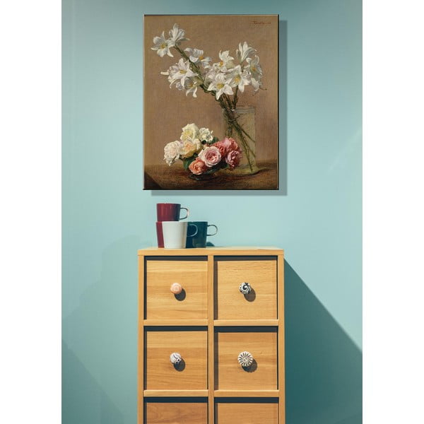 Maali reproduktsioon, 45 x 60 cm. Henri Fantin-Latour - Roses and Lilies - Fedkolor-image-1