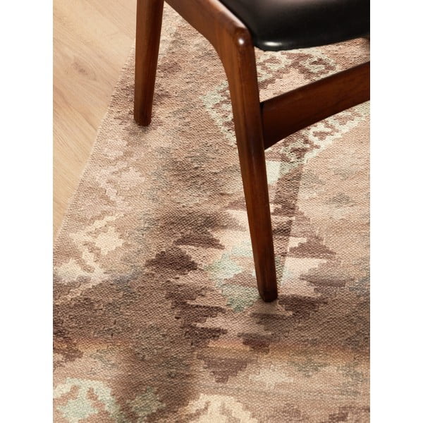 Helesinine-beež käsitsi kootud kahepoolne villane vaip 60x190 cm Kamal Dune - Nouristan-image-3