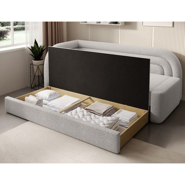 Kreemikas bouclé-diivan, muudetav/koos panipaigaga, parem nurk, 223 cm-image-4