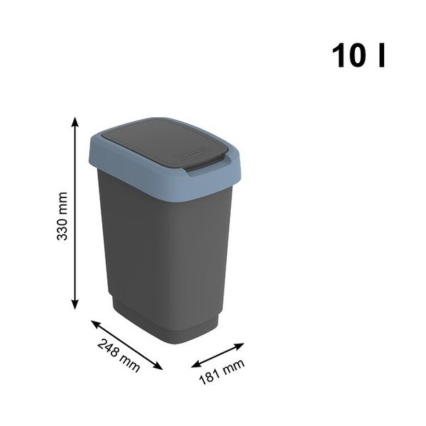 Ringlussevõetud plastist prügikast 10 L Twist - Rotho-image-3