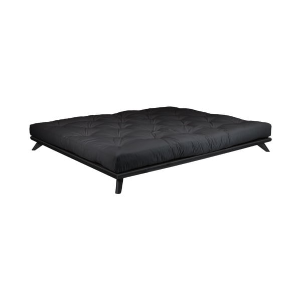 Dvoulůžková postel z borovicového dřeva s matrací Karup Design Senza Comfort Mat Black/Black, 160 x 200 cm