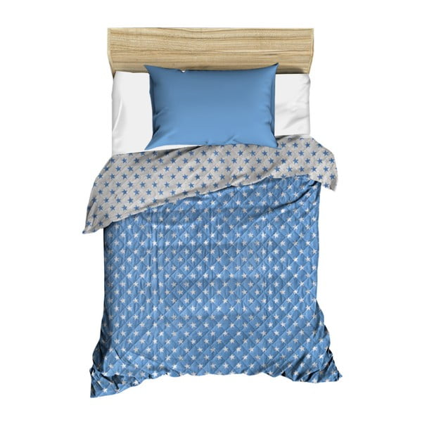 Modrý prošívaný přehoz přes postel Dots, 160 x 230 cm