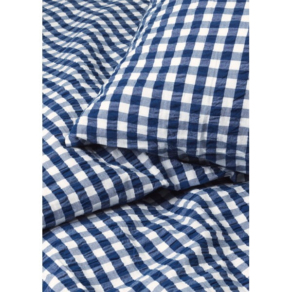 Valge ja tumesinine krepp voodipesu üheinimesevoodile 140x200 cm Bæk&Bølge - JUNA-image-2