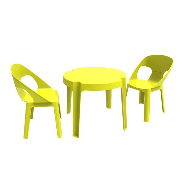 Zelený dětský zahradní set 1 stolu a 2 židliček Resol Julieta