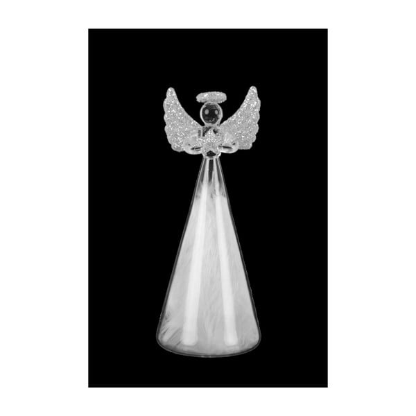 Vánoční skleněná ozdoba ve tvaru anděla s peříčky Ego dekor, výška 14,5 cm