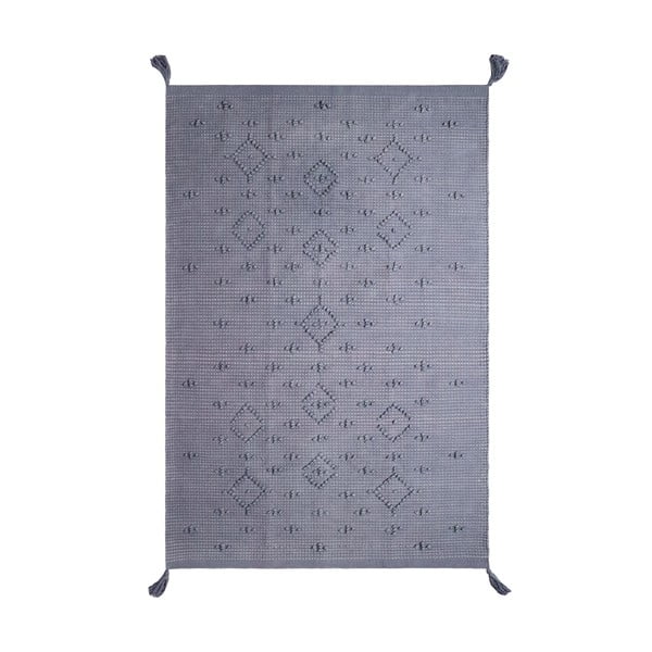 Šedý bavlněný ručně vyrobený koberec Nattiot Grey, 100 x 150 cm