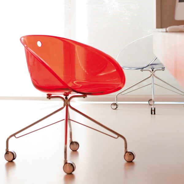Červená židle na kolečkách Pedrali Gliss-image-1