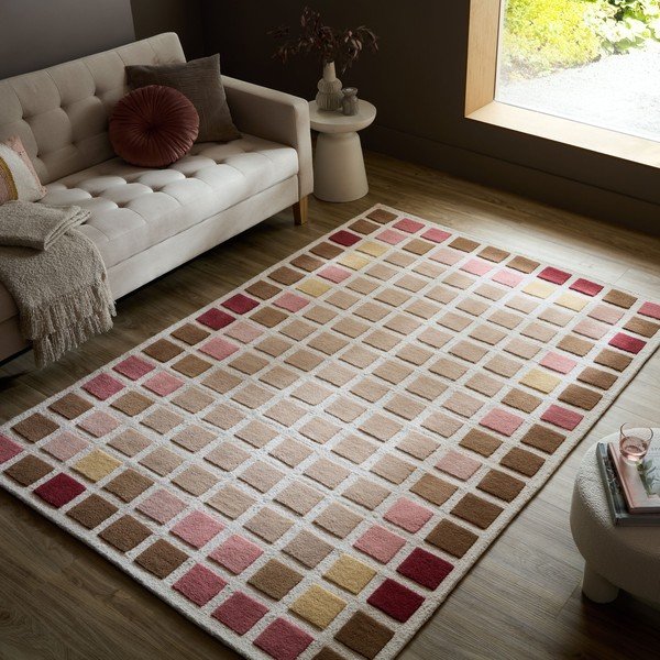 Roosa käsitsi kootud villane vaip 160x230 cm Renga Wool - Flair Rugs-image-1