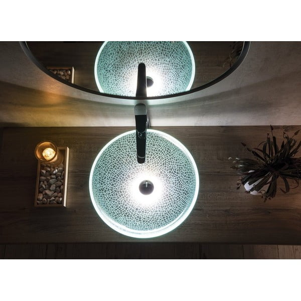 Ümmargune klaasist valamu ø 42 cm Ice - Sapho-image-1