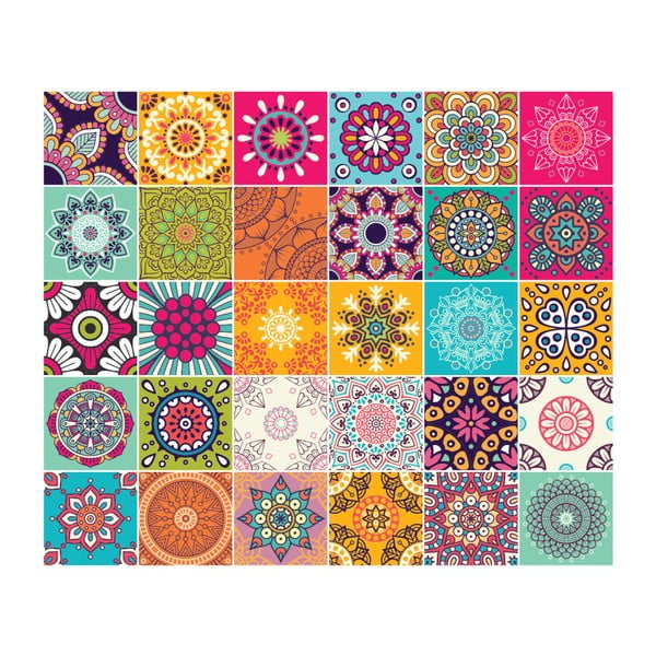 30-st seinakleebisest koosnev komplekt Seinakleebised Azulejos , 15 x 15 cm Mariska - Ambiance-image-2