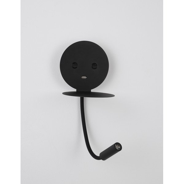 Must alumiiniumist LED-seinalamp painduva konstruktsiooniga/USB-pordiga Eclip - Nova Luce-image-3