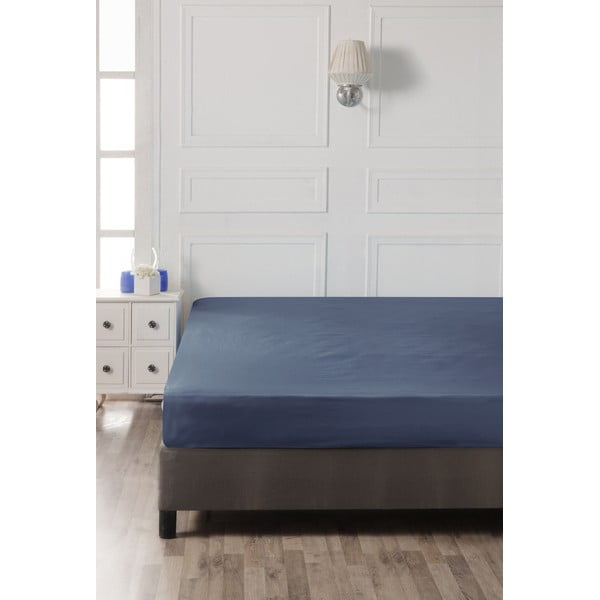 Tumesinine puuvillane kummiga lina 140x200 cm - Mijolnir-image-2