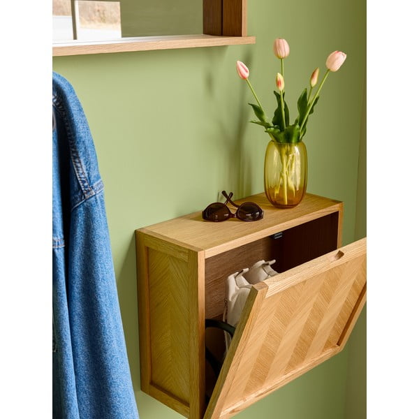 Tammepuust seinale paigaldatav kingahoidja Herringbone - Hübsch-image-3