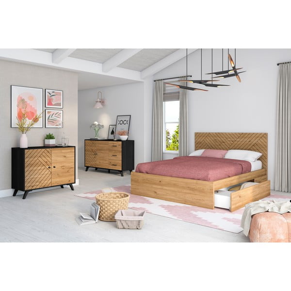 Valge/puidu värvi sahtel voodi alla Zebra - Marckeric-image-1