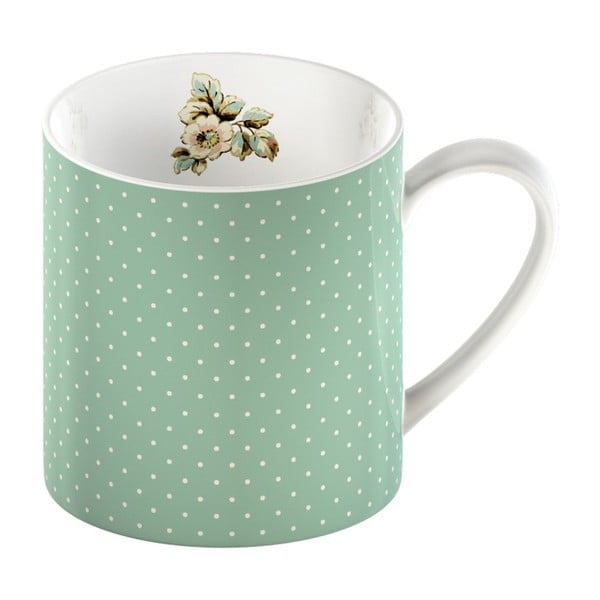 Zelený porcelánový hrnek s puntíky Creative Tops Cottage Flower, 330 ml