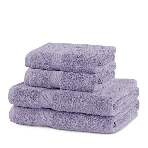 Lavendlivärvi puuvillased froteerätikud ja käterätikud 4tk komplektis Marina - DecoKing