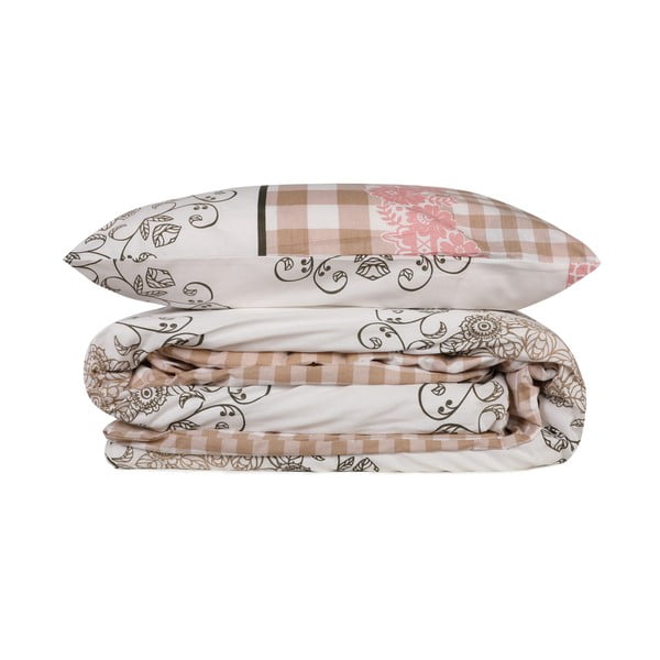 Valge-roosa Renforcé puuvillane voodipesu üheinimesevoodile 140x200 cm Nazenin - Mijolnir