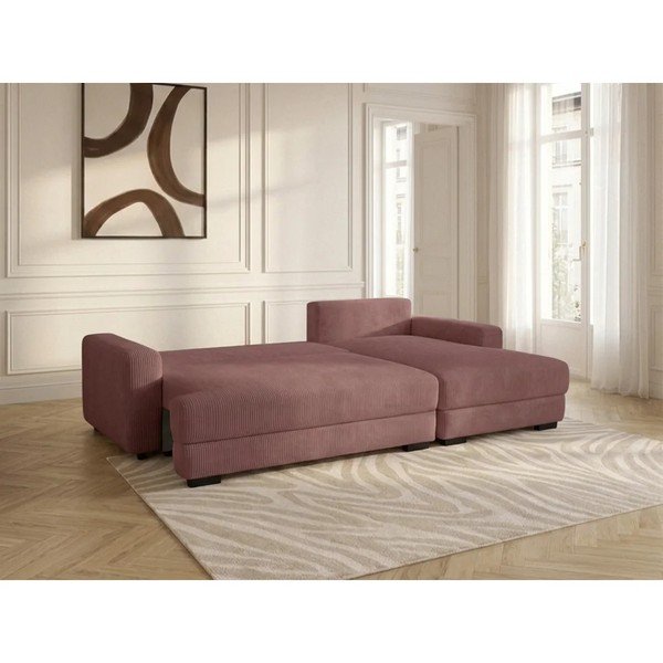 Roosa velvetist diivanvoodi/panipaigaga nurgadiivan (parempoolne nurk/diivanvoodiga) Campi - Bobochic Paris-image-3