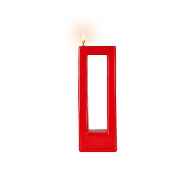 Světle červená svíčka Alusi Quadra, 4,5 hodin hoření