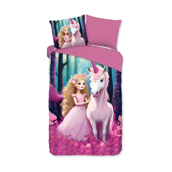 Roosa laste mikrokiust pikendatud voodipesu üheinimesevoodile 140x220 cm Julia - Good Morning