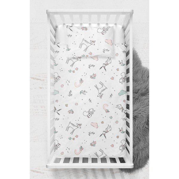 Valge Renforcé puuvillast laste voodipesu 100x150 cm Flowers - Mijolnir-image-2