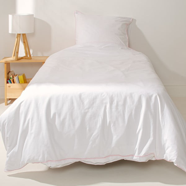 Valge-roosa puuvillane voodipesu üheinimesevoodile 140x200 cm Essential - Happy Friday