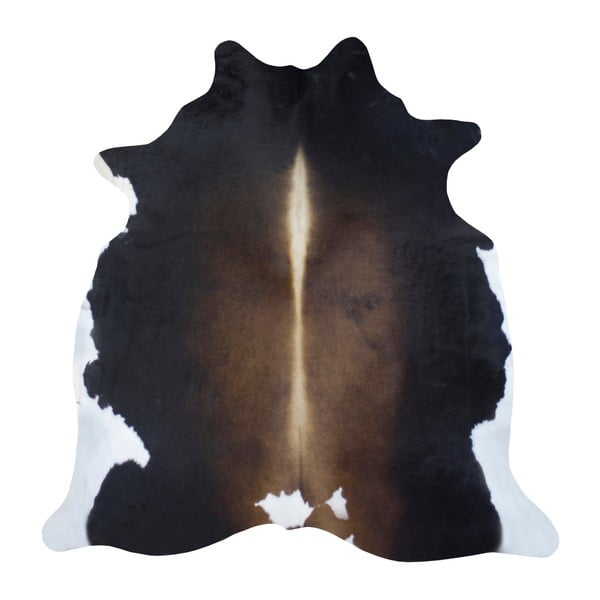 Černo-hnědý koberec z hovězí kůže, 250 x 230 cm