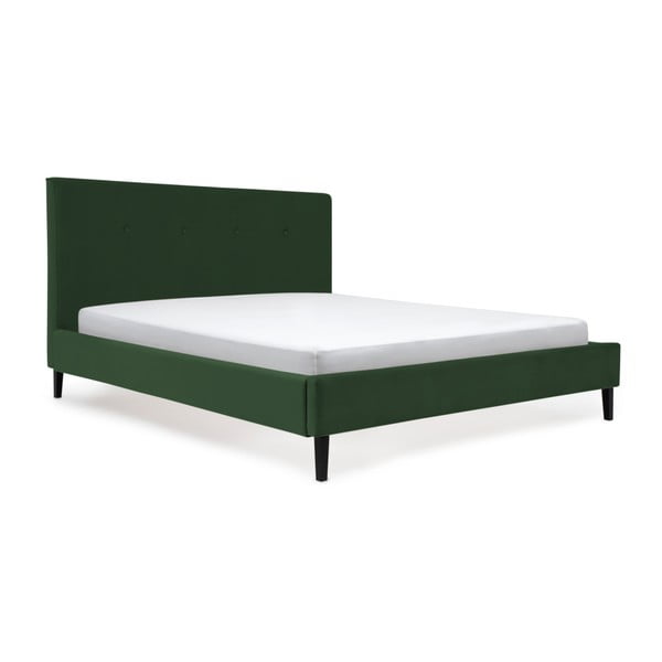 Tmavě zelená postel s černými nohami Vivonita Kent, 140 x 200 cm